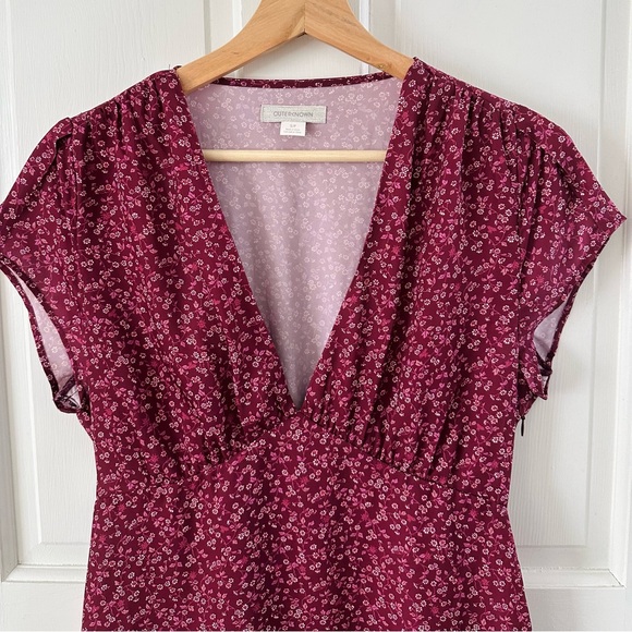 Outerknown Juniper Ditsy Floral Cap Sleeve Mini Dress Wine Purple Pink Size S - Picture 4 of 12